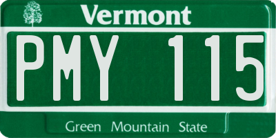 VT license plate PMY115