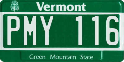 VT license plate PMY116