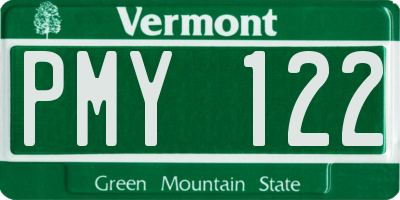 VT license plate PMY122