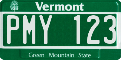 VT license plate PMY123