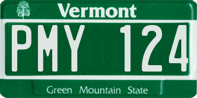 VT license plate PMY124
