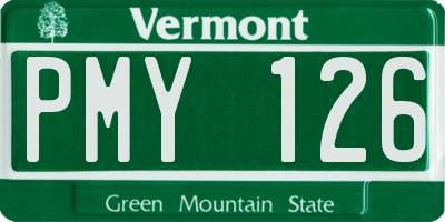 VT license plate PMY126
