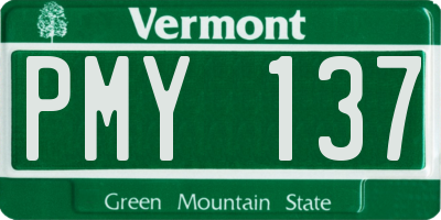 VT license plate PMY137