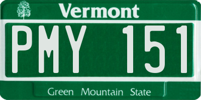 VT license plate PMY151