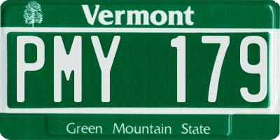 VT license plate PMY179
