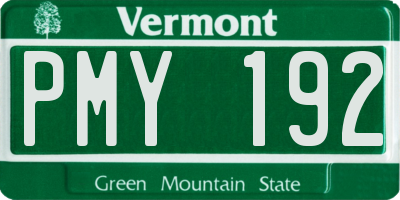 VT license plate PMY192