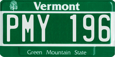 VT license plate PMY196