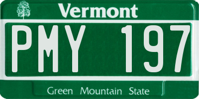 VT license plate PMY197
