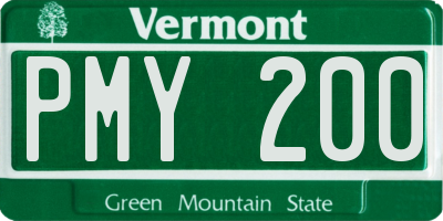 VT license plate PMY200