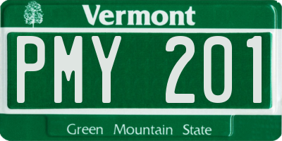 VT license plate PMY201