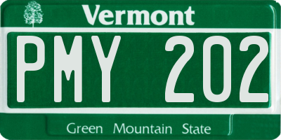 VT license plate PMY202