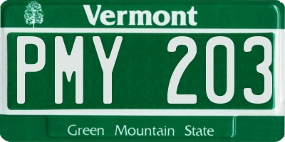VT license plate PMY203