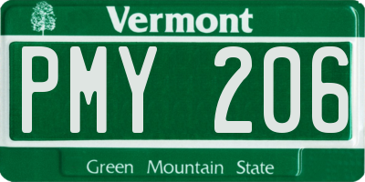 VT license plate PMY206
