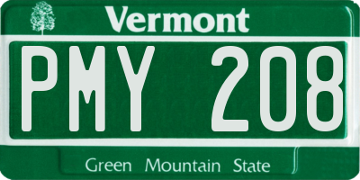 VT license plate PMY208