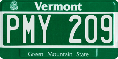 VT license plate PMY209