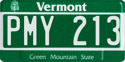 VT license plate PMY213