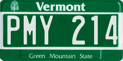 VT license plate PMY214