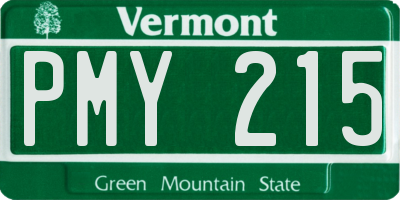VT license plate PMY215