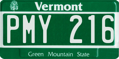 VT license plate PMY216