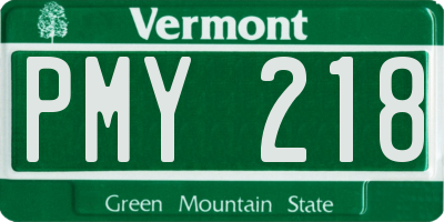 VT license plate PMY218