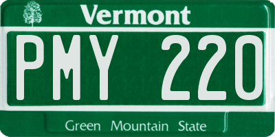 VT license plate PMY220