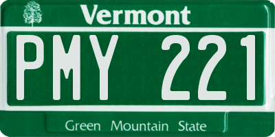 VT license plate PMY221