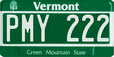 VT license plate PMY222