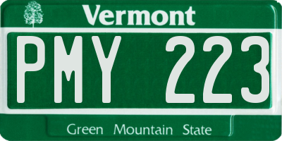 VT license plate PMY223