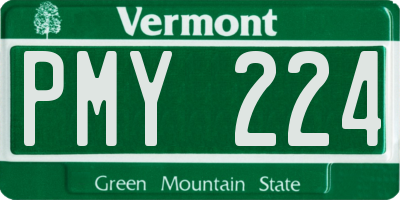 VT license plate PMY224