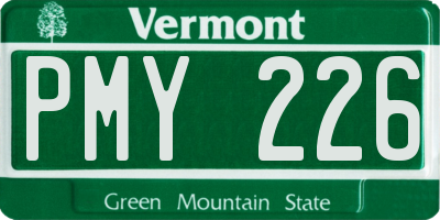 VT license plate PMY226
