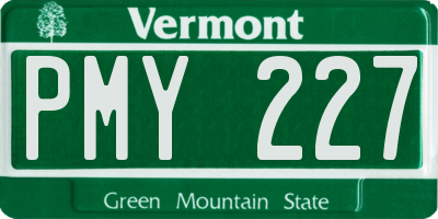 VT license plate PMY227
