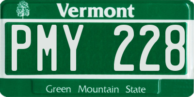 VT license plate PMY228