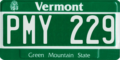 VT license plate PMY229