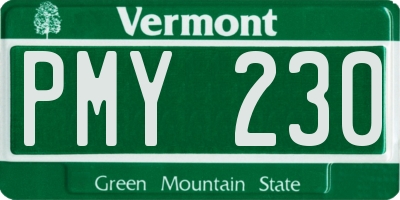 VT license plate PMY230