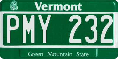 VT license plate PMY232