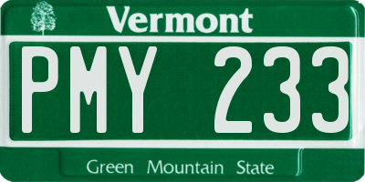 VT license plate PMY233