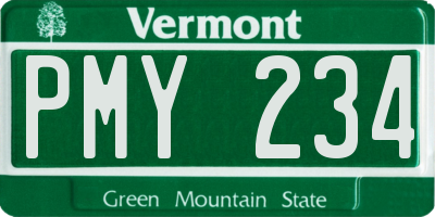 VT license plate PMY234