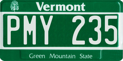 VT license plate PMY235