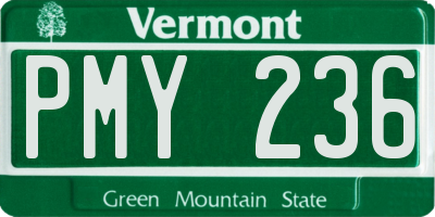 VT license plate PMY236