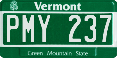 VT license plate PMY237