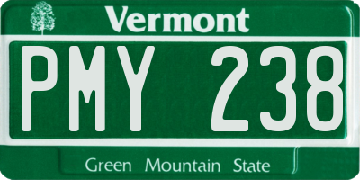 VT license plate PMY238