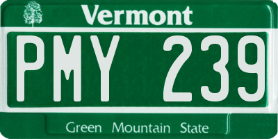 VT license plate PMY239