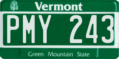 VT license plate PMY243