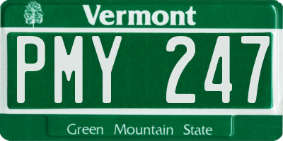 VT license plate PMY247