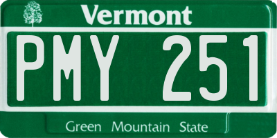 VT license plate PMY251