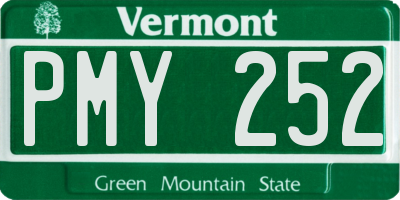 VT license plate PMY252