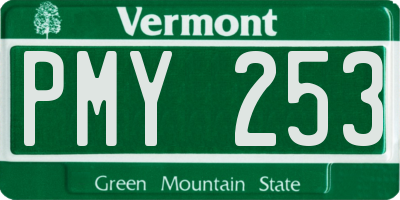 VT license plate PMY253
