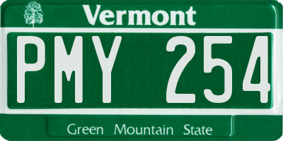 VT license plate PMY254