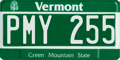 VT license plate PMY255
