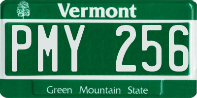 VT license plate PMY256